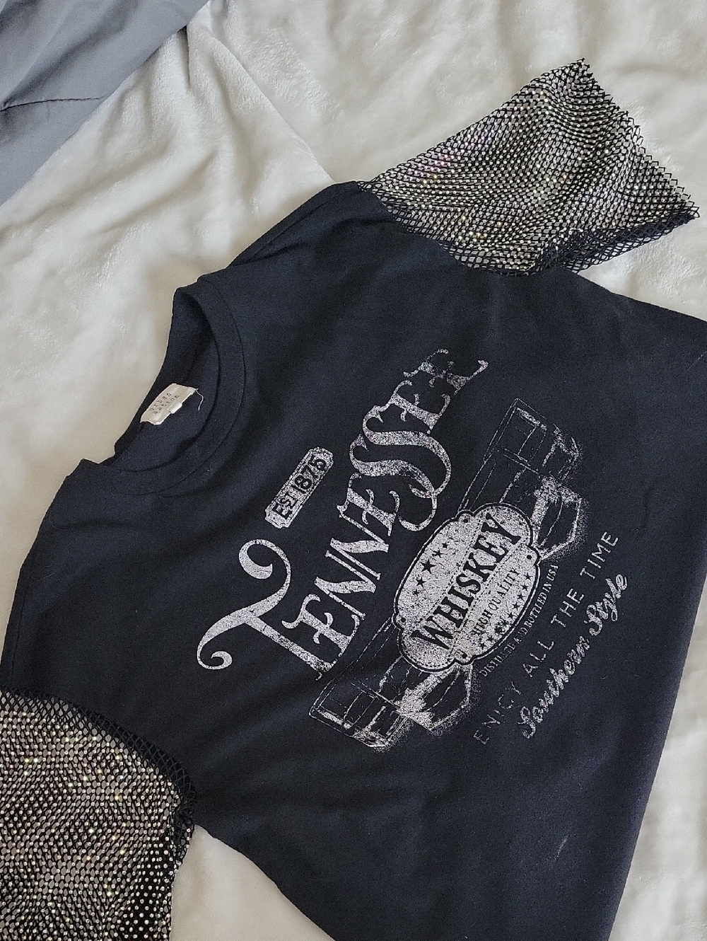Black Tennessee Whiskey Graphic Tee with Mesh Sleeves